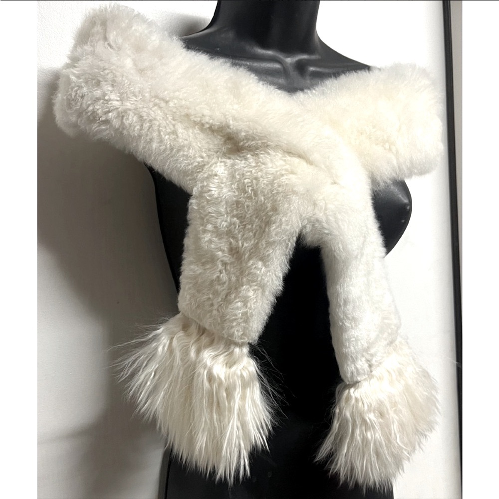 Plush Boutique White Fur Wrap Scarf